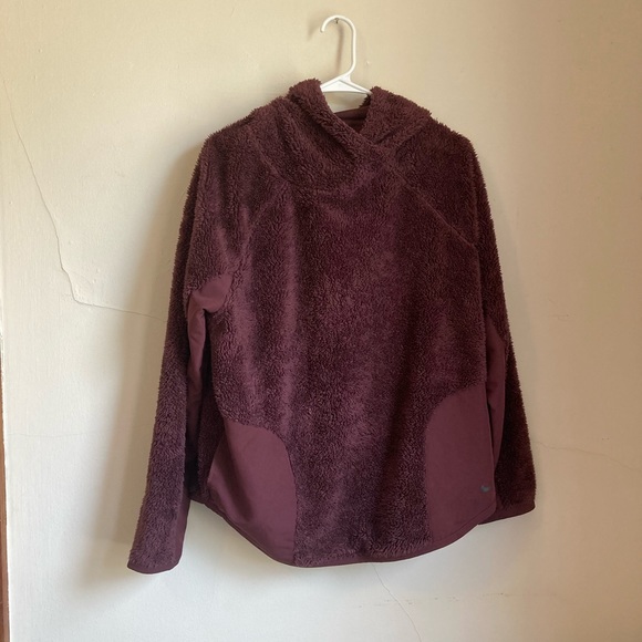 Nike Women’s Sherpa Therma Fleece Training Hoodie Maroon Large - Picture 6 of 8